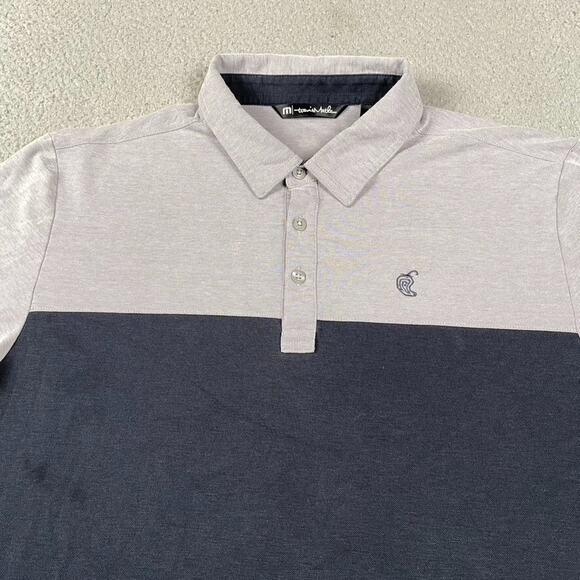 Travis Mathew Golf Polo Shirt Men's Large Gray Black Colorblock - Picture 2 of 12